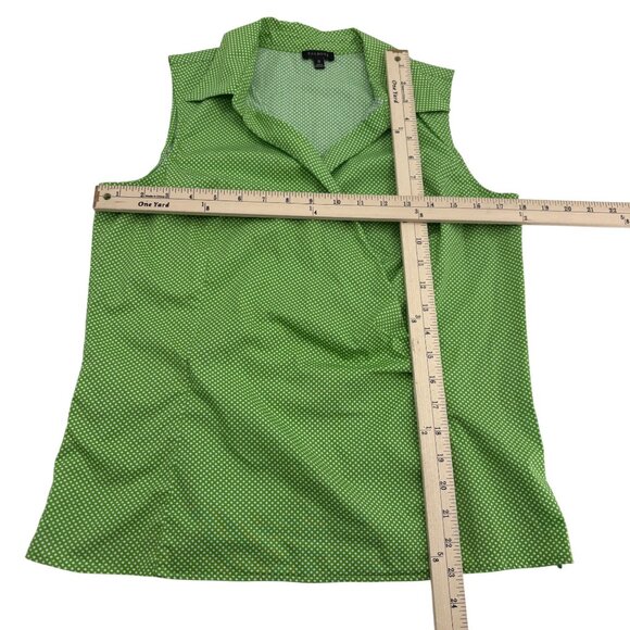 Talbots Green Polka Dot Sleeveless Blouse Size 12 Cotton & Spandex y2k - Picture 4 of 6